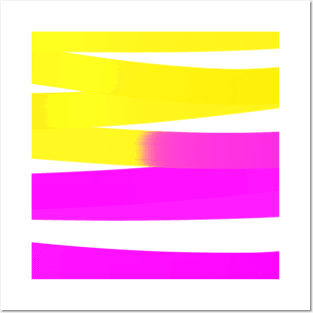 yellow blue pink abstract art Posters and Art